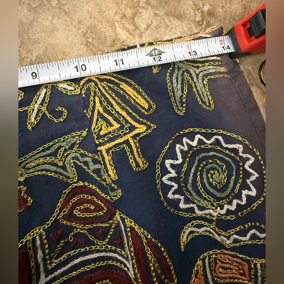 Gold and Orange Midi Pencil Skirt with Embellishments - Picture 5 of 10